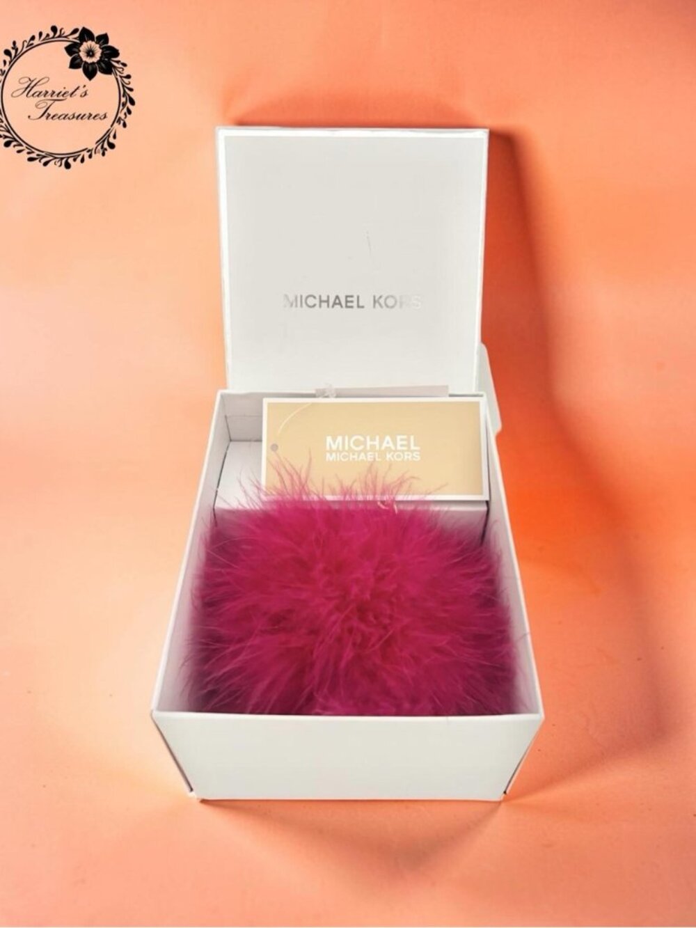 Michael Kors Magenta Feather Pompom Charm